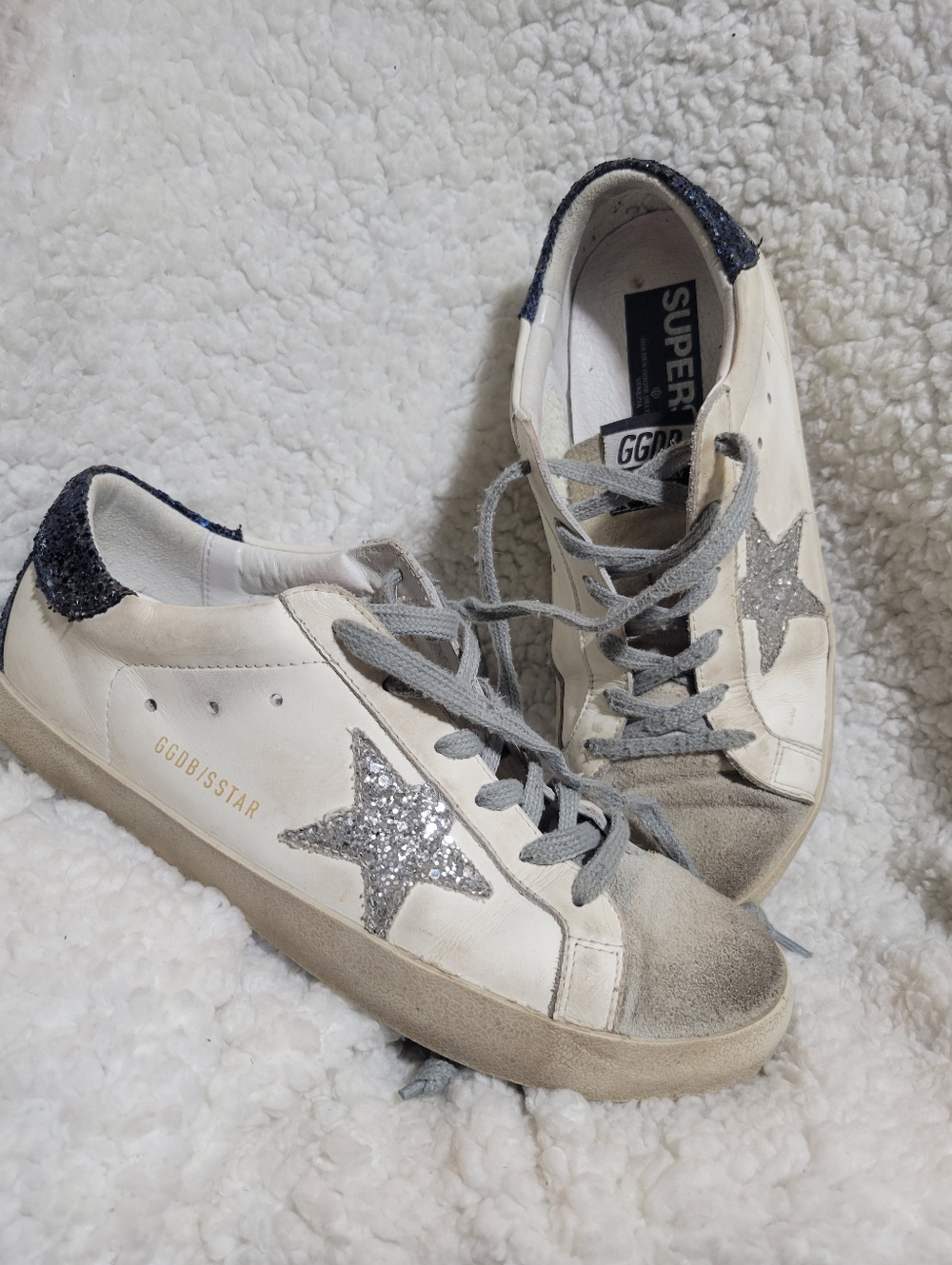 Golden Goose Superstar Sneakers EU 42 US 9 White Glitter Star Distressed Italy - Picture 15 of 16
